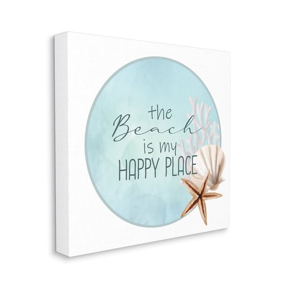 Stupell Industries Beach is my Happy Place Sentiment Shell Starfish ,30 x 30,Designed by Kim Allen
