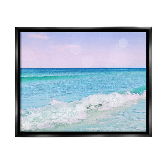 Stupell Industries Beach with Pastel Sky Landscape Painting Black Floater Framed Canvas Art Print Wall Art, 21 x 17