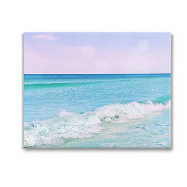 Stupell Industries Beach with Pastel Sky Landscape Painting Gallery Wrapped Canvas Art Print Wall Art, 20 x 16