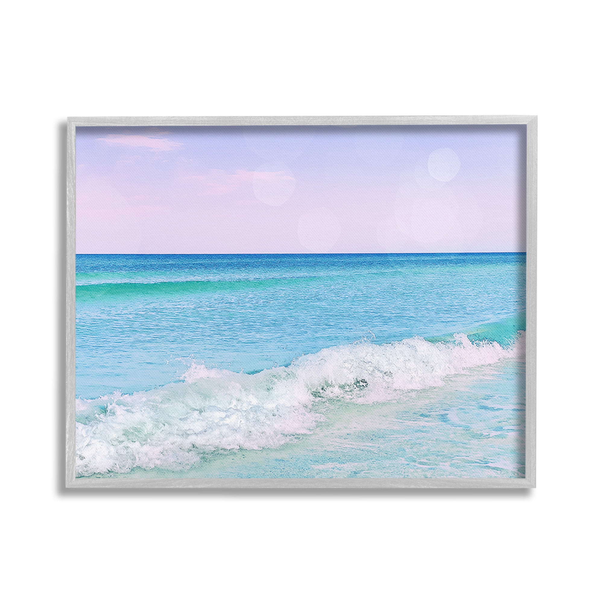 Stupell Industries Beach with Pastel Sky Landscape Painting Gray Framed ...