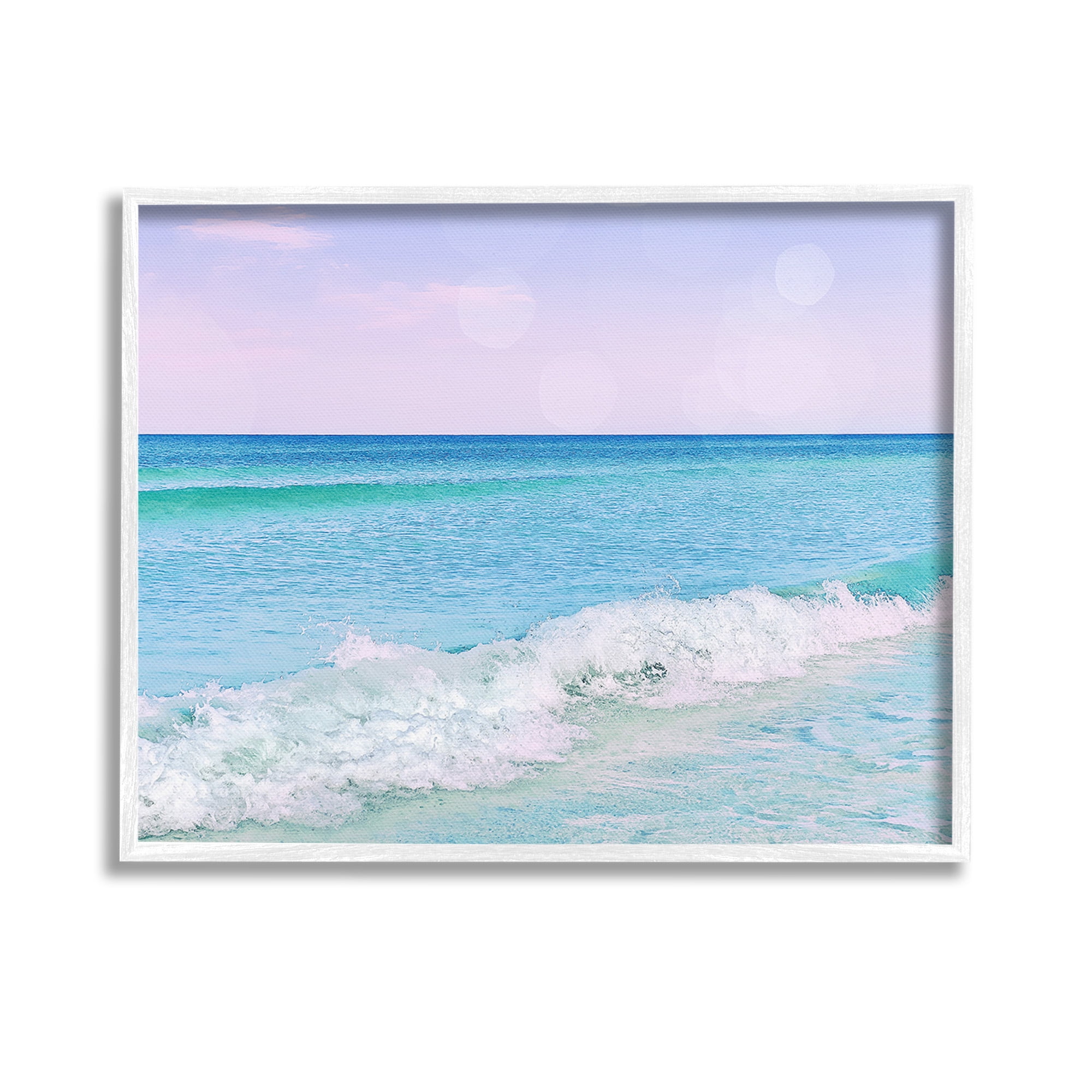Stupell Industries Beach with Pastel Sky Landscape Painting White Framed Art Print Wall Art, 14 x 11
