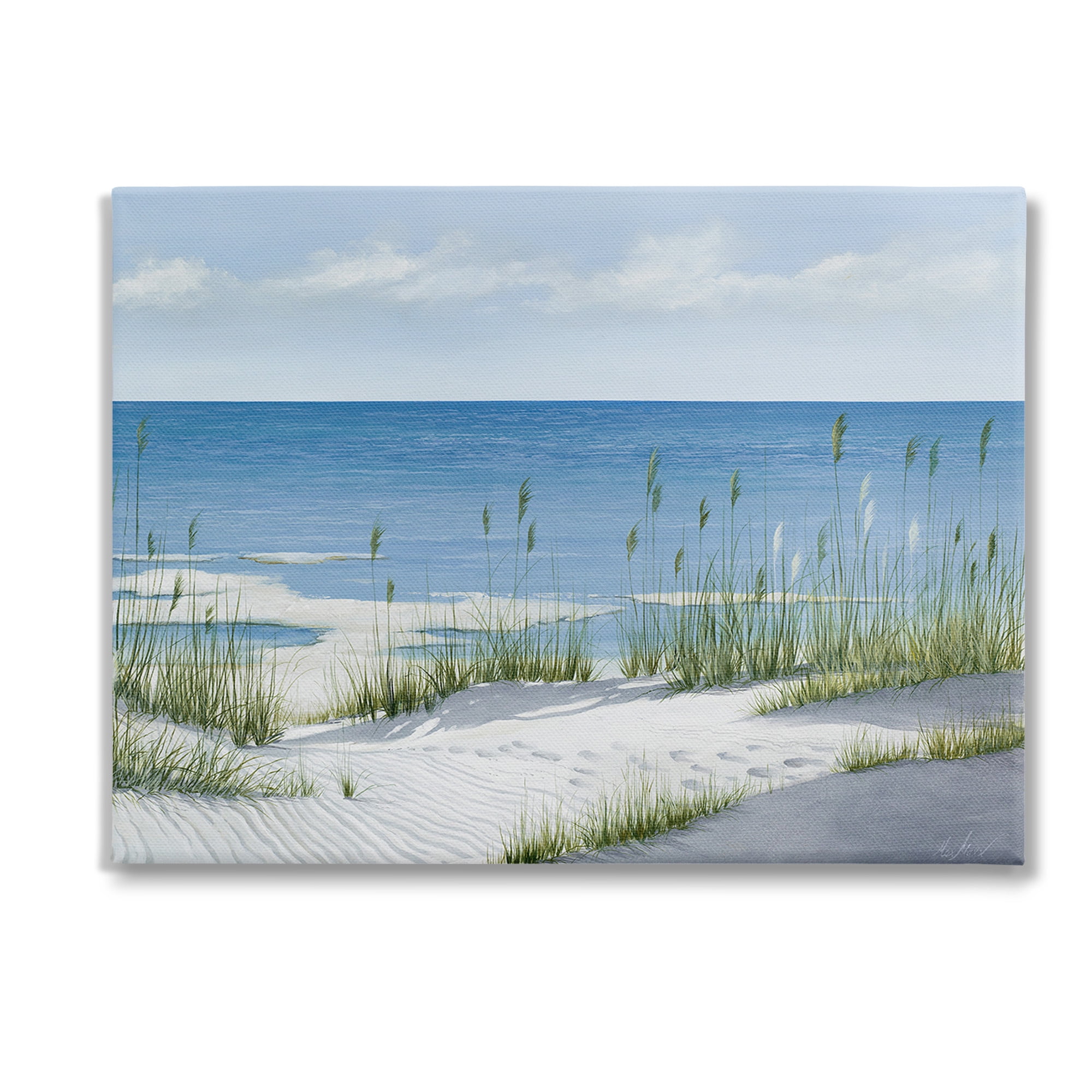 Stupell Industries Beach with White Sand Landscape Painting Gallery Wrapped Canvas Art Print Wall Art, 40 x 30