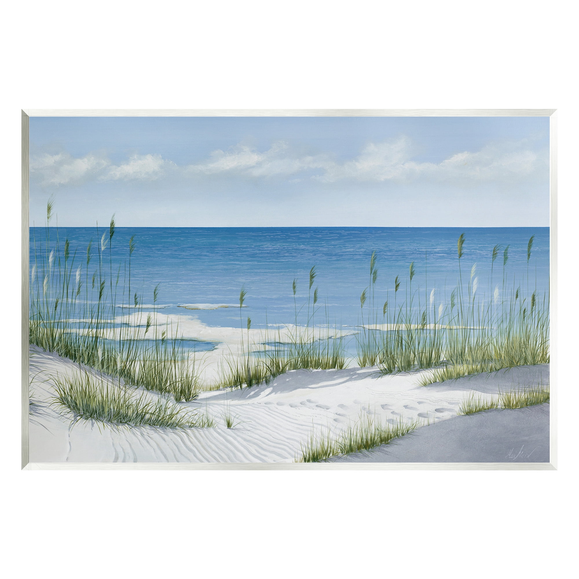 Stupell Industries Beach with White Sand Landscape Painting Unframed Art Print Wall Art, 15 x 10