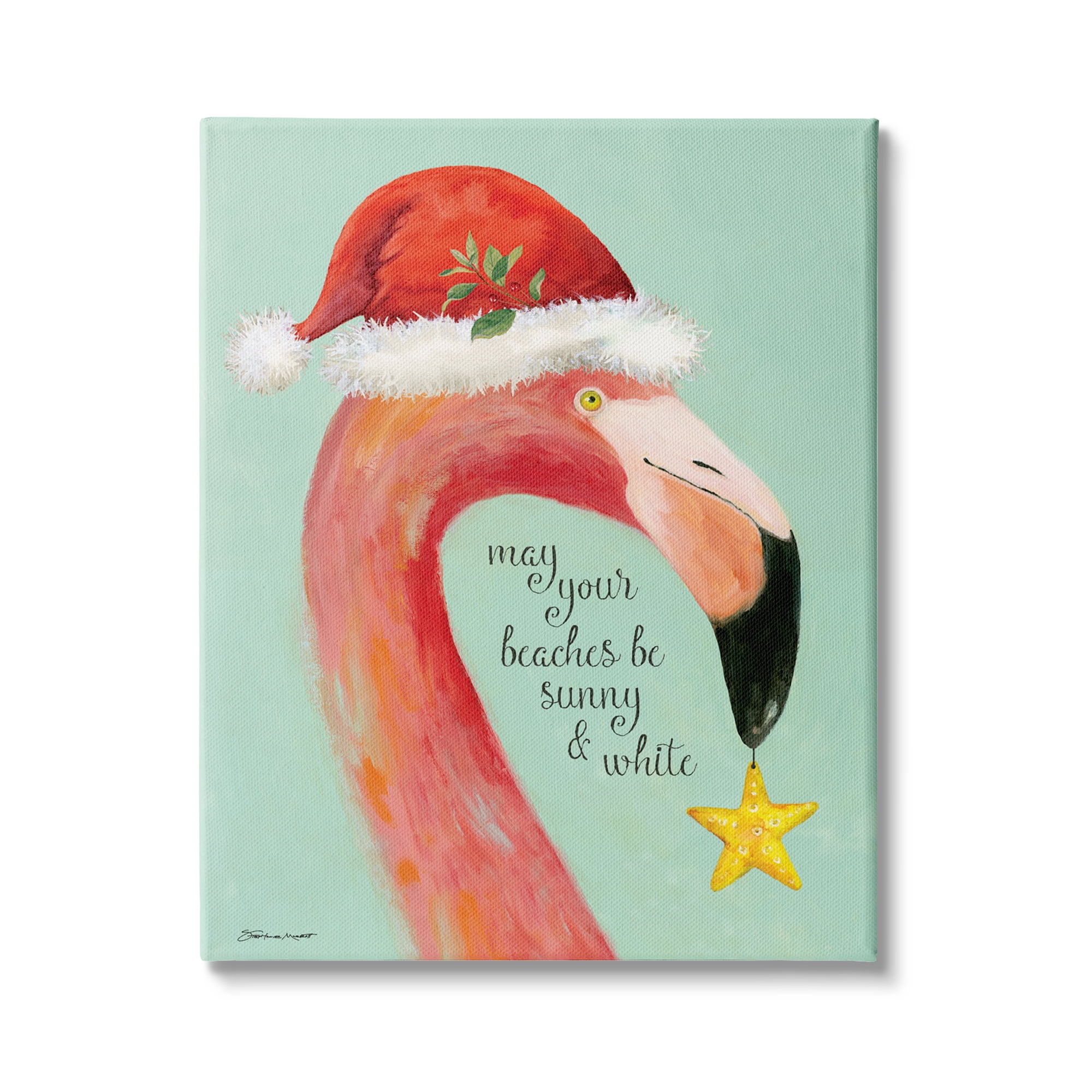 Stupell Industries Beaches Sunny & White Sand Phrase Santa Flamingo, 16 x 20, Design by Stephanie Workman Marrott