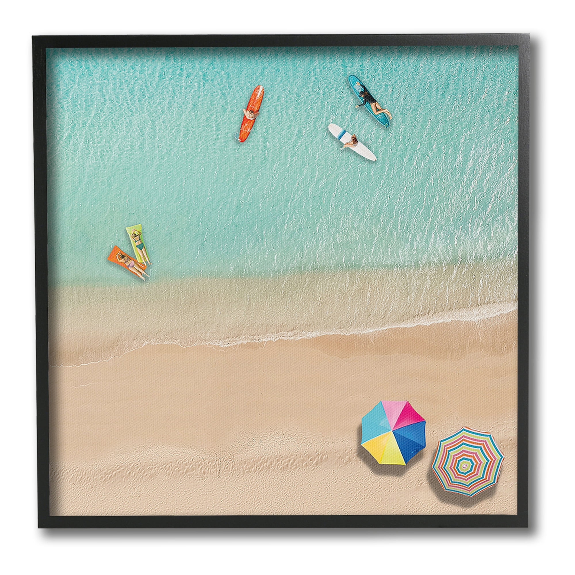 Stupell Industries Beachgoers Aerial View Landscape Painting Black ...