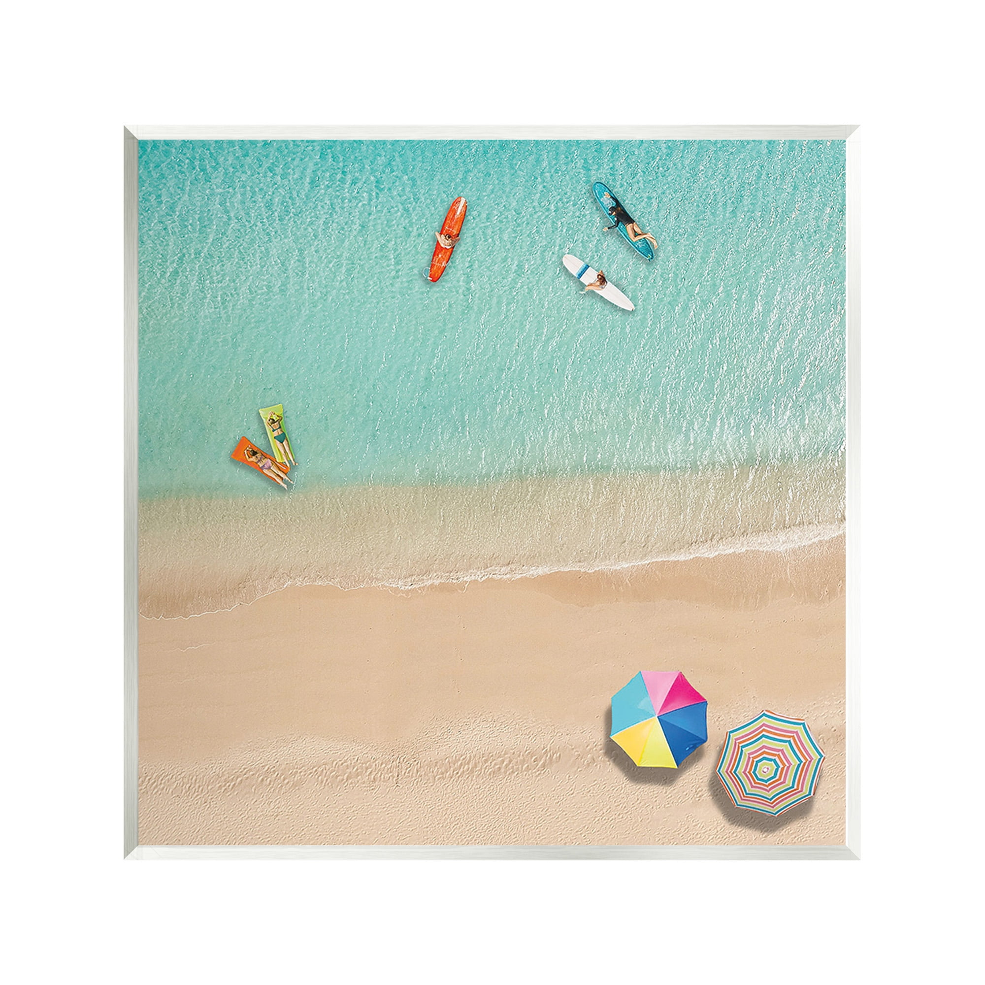 Stupell Industries Beachgoers Aerial View Landscape Painting Unframed Art Print Wall Art, 12 x 12