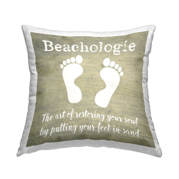 Stupell Industries Beachologie Definition Phrase Square Decorative Printed Throw Pillow, 18 x 18