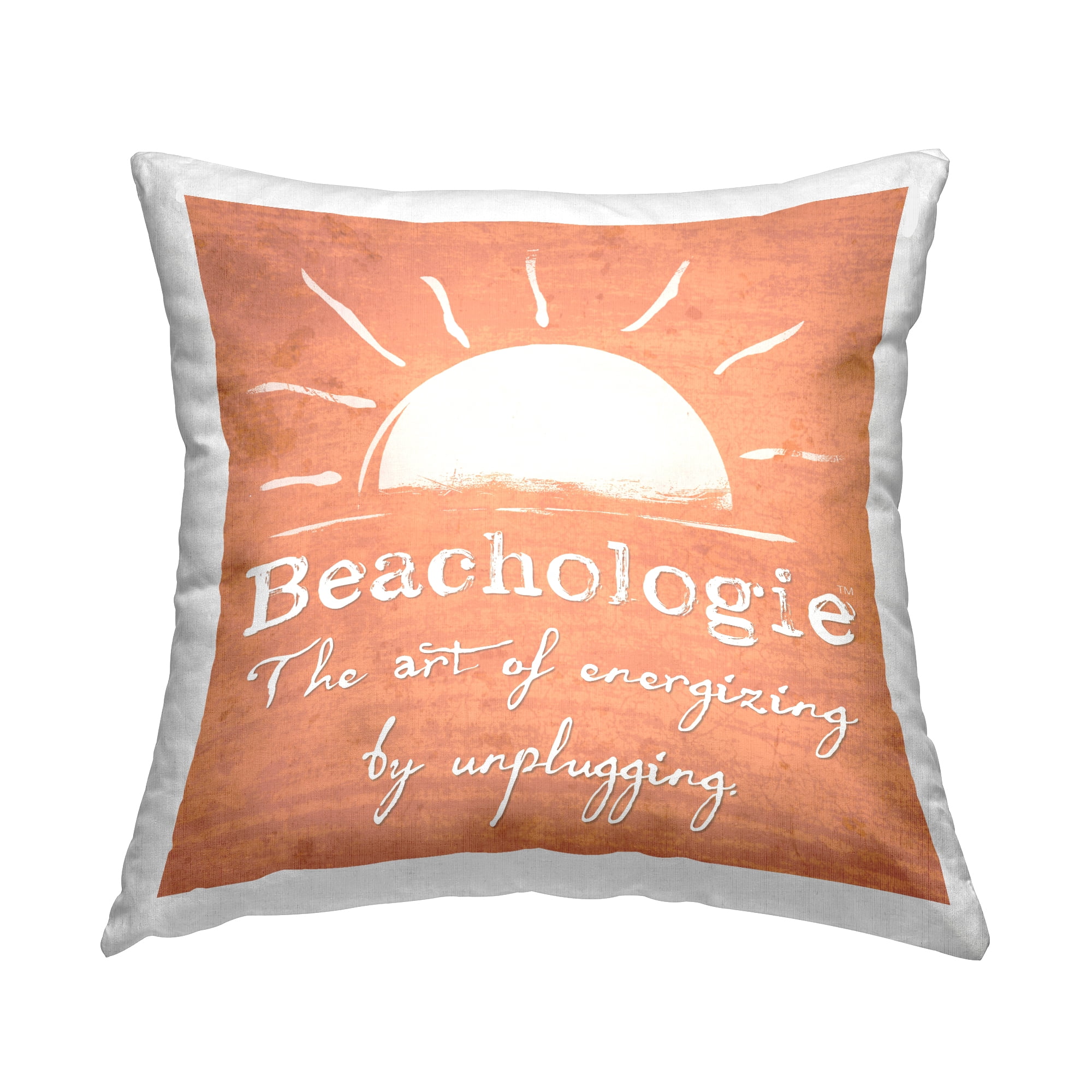 Stupell Industries Beachologie Energize By Unplugging Square Decorative Printed Throw Pillow, 18 x 18