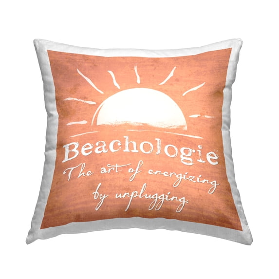 Stupell Industries Beachologie Energize By Unplugging Square Decorative Printed Throw Pillow, 18 x 18