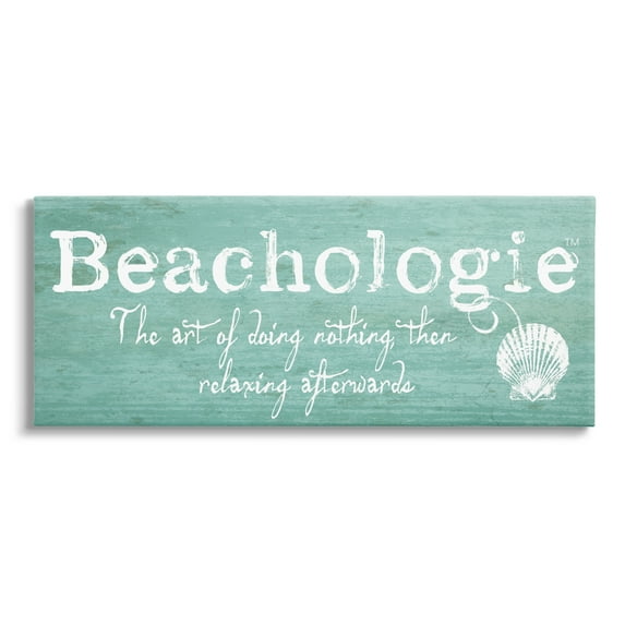 Stupell Industries Beachologie Weathered Sign Clever Grainy Shell Motif Graphic Art Gallery Wrapped Canvas Print Wall Art, Design by Graffitee Studios