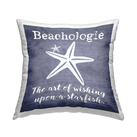 Stupell Industries Beachologie Wish Upon Starfish Square Decorative Printed Throw Pillow, 18 x 18
