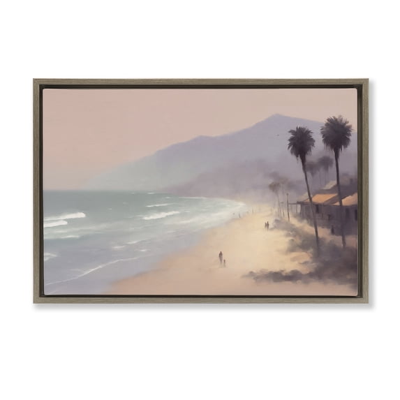Stupell Industries Coastal Beachside Cabins View Brown Floating Frame Canvas Art, 31 x 21, by Noah Bay