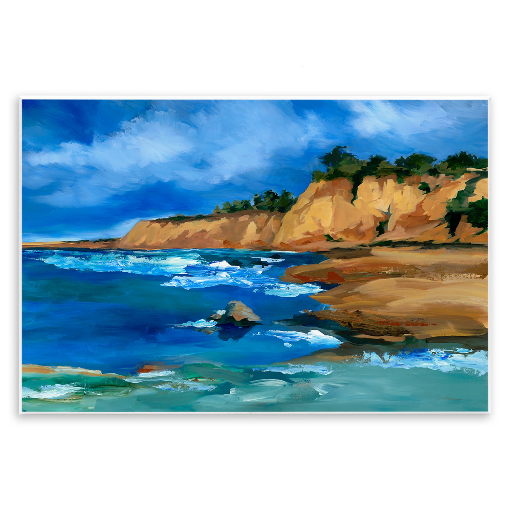 Stupell Industries Beachside Cliffs Landscape Landscape & Nature Painting Unframed Art Print Wall Art, 19 x 13