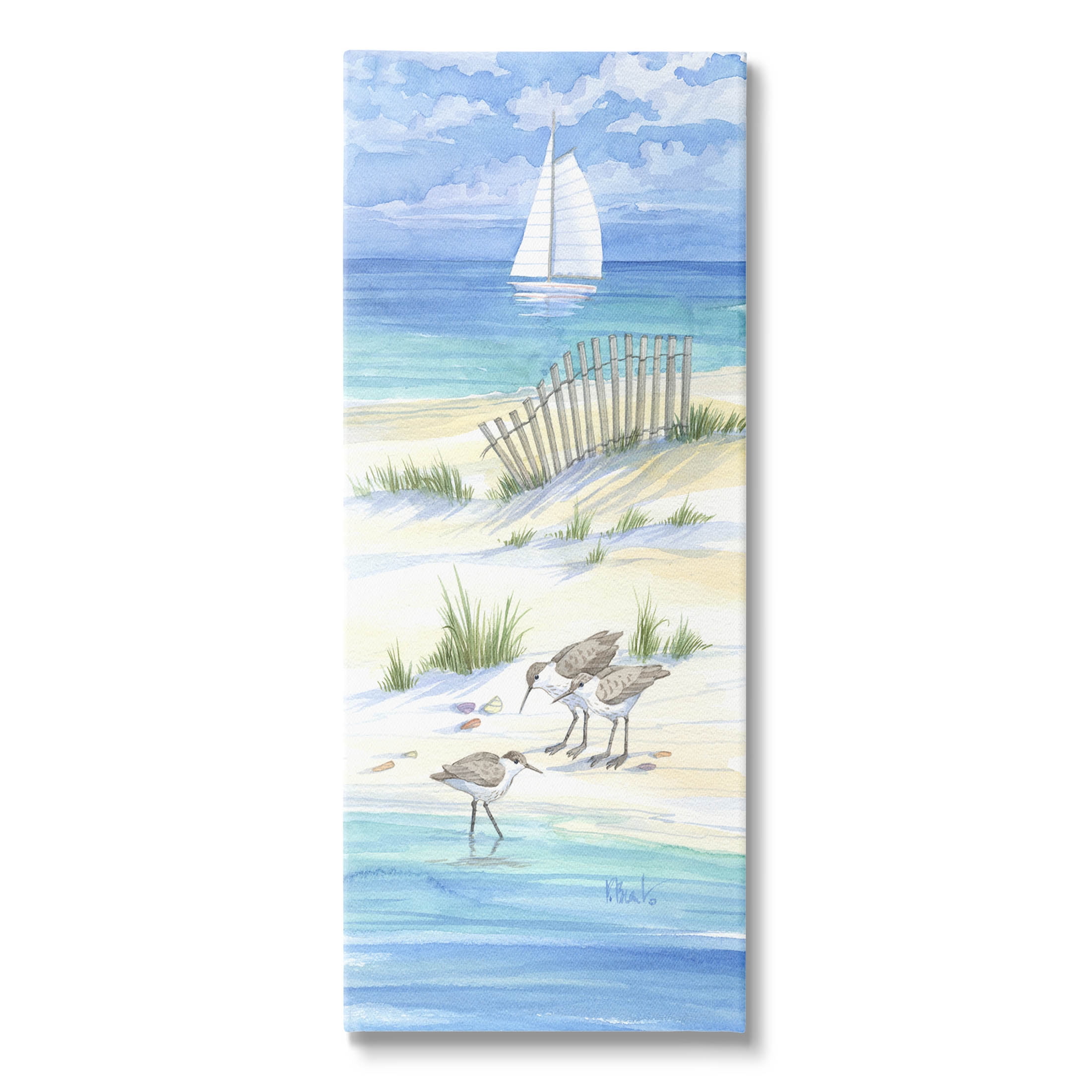 Stupell Industries Beachside Coastal Sandpiper Birds Painting Gallery Wrapped Canvas Print Wall Art, Design by Paul Brent