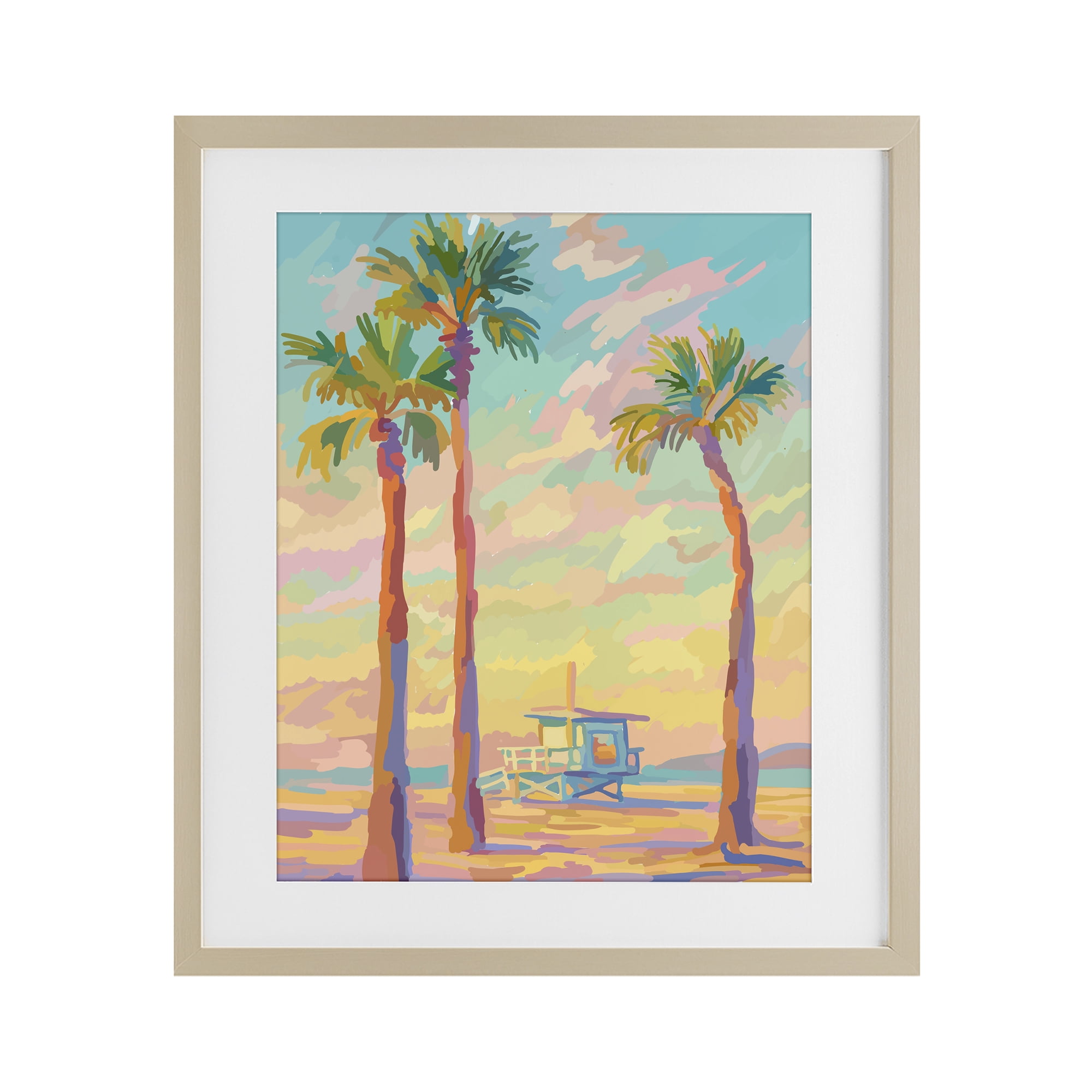 Stupell Industries Beachside Palms Abstraction Birch Framed Print Under Glass, design by Amelia Noyes