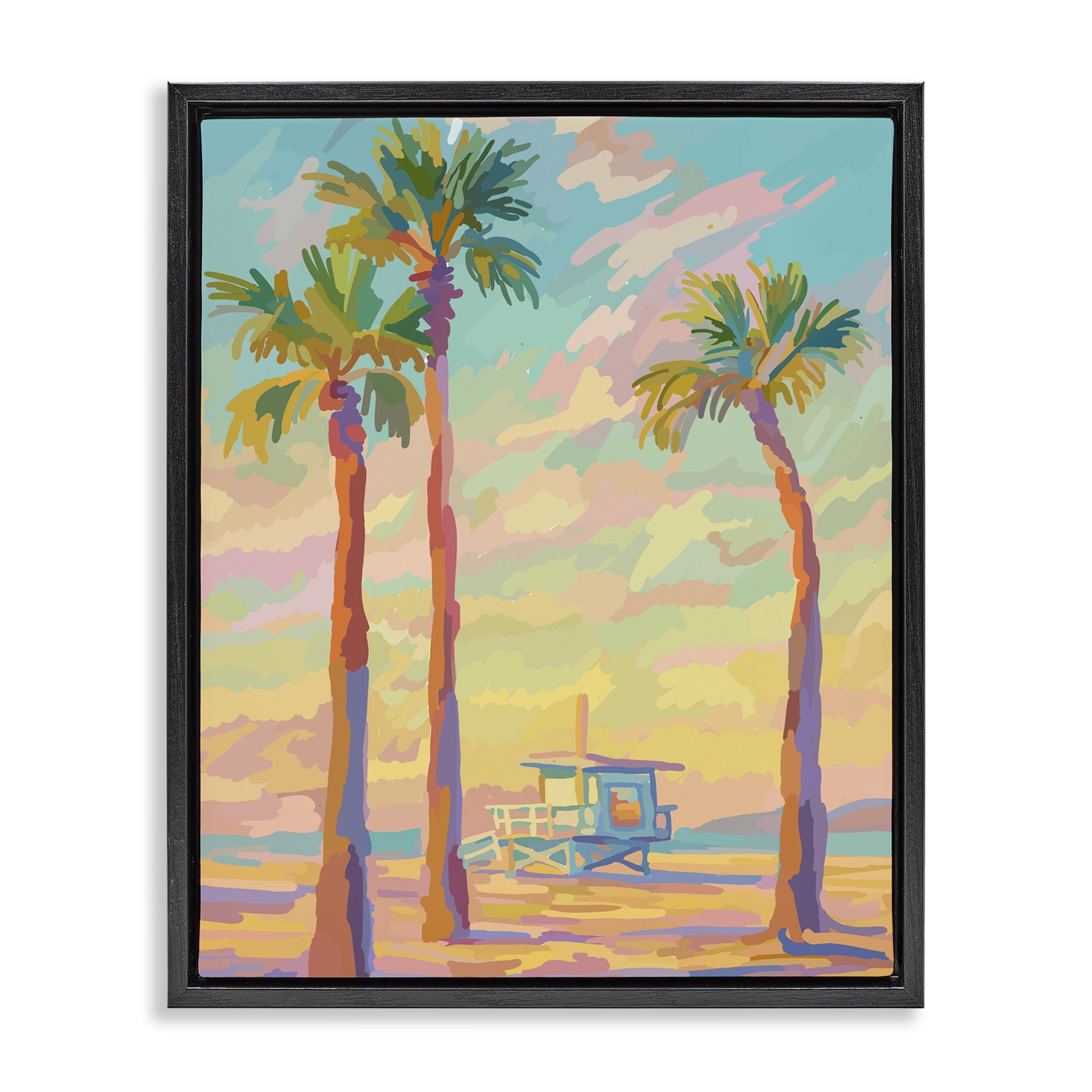 Stupell Industries Beachside Palms Abstraction Black Framed Floater Canvas Wall Art, design by Amelia Noyes