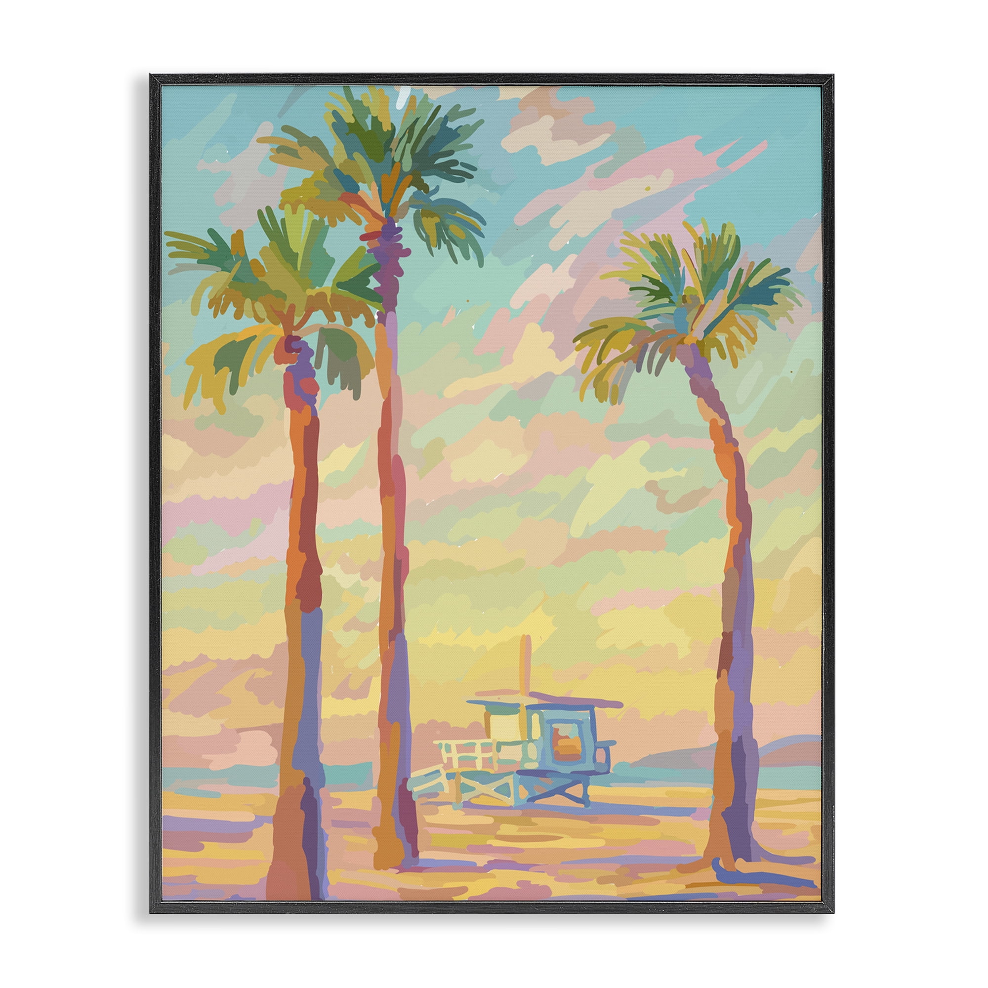 Stupell Industries Beachside Palms Abstraction Black Framed Giclee Art, design by Amelia Noyes
