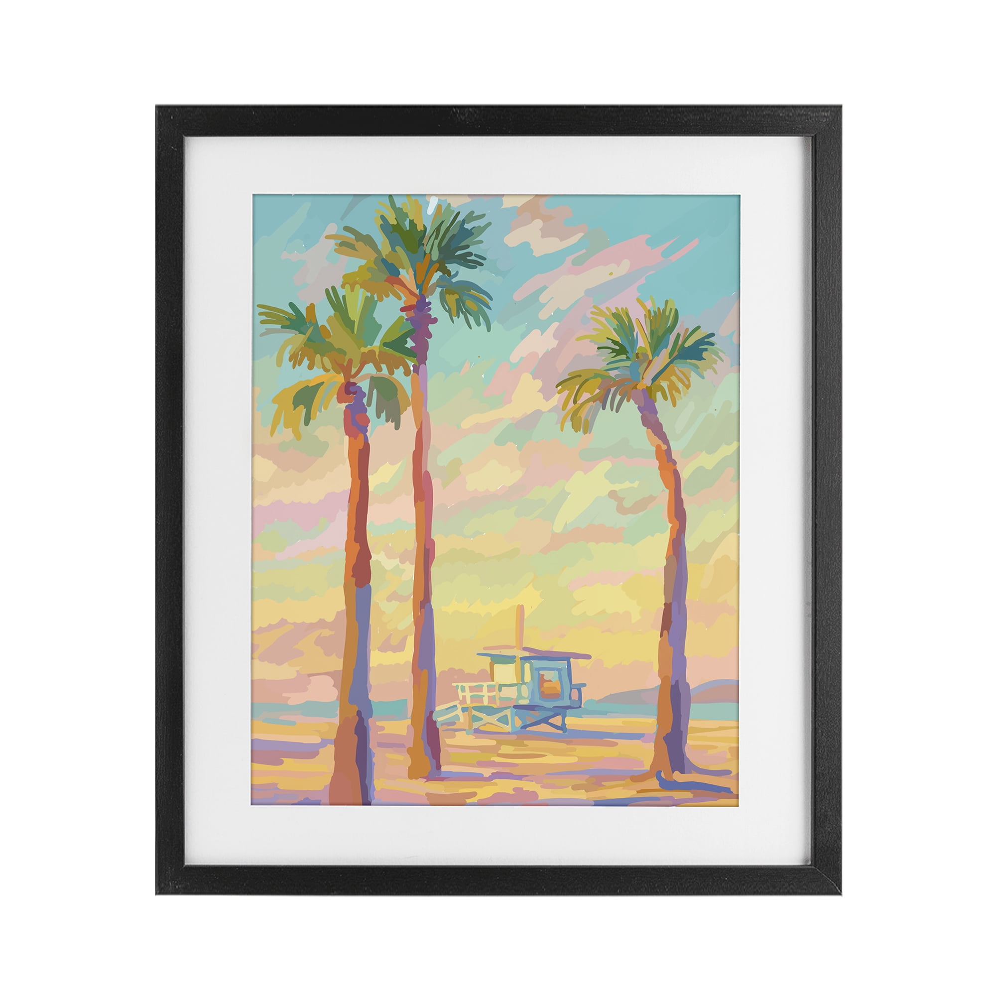 Stupell Industries Beachside Palms Abstraction Black Framed Print Under Glass, design by Amelia Noyes