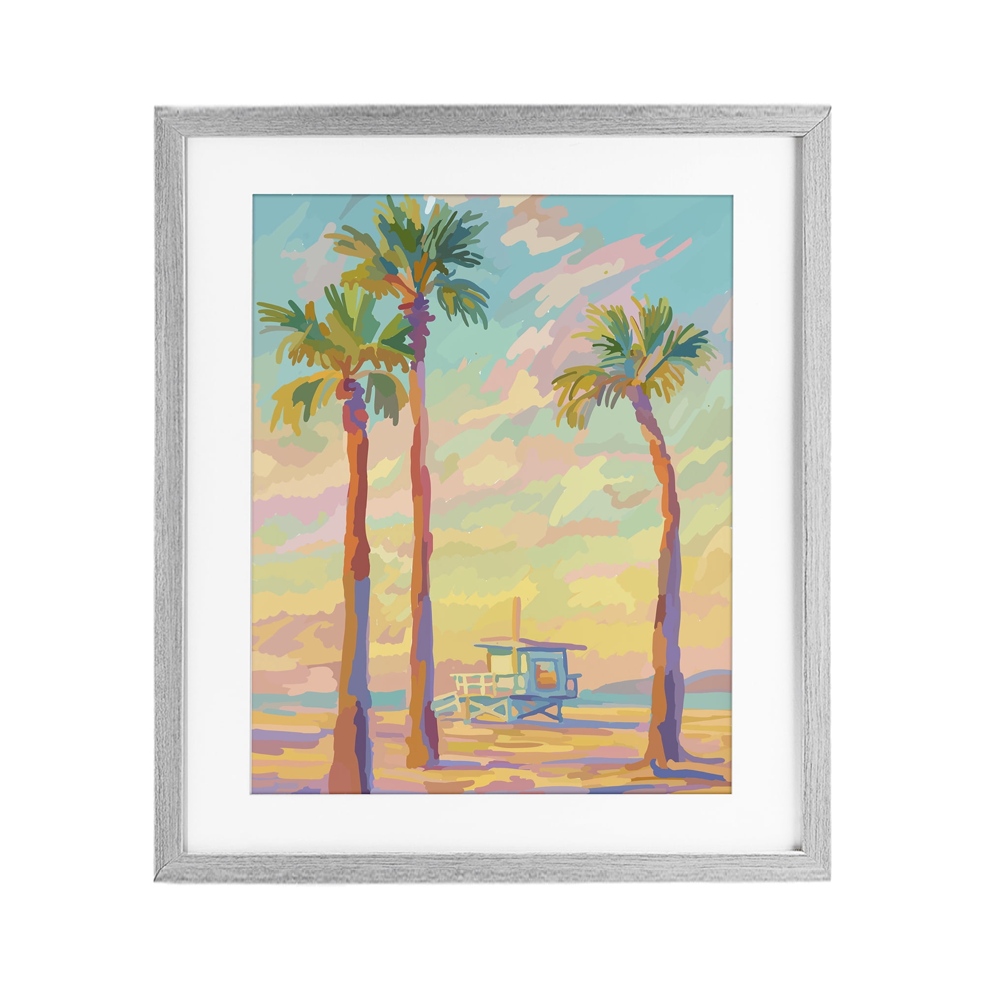 Stupell Industries Beachside Palms Abstraction Gray Framed Print Under Glass, design by Amelia Noyes