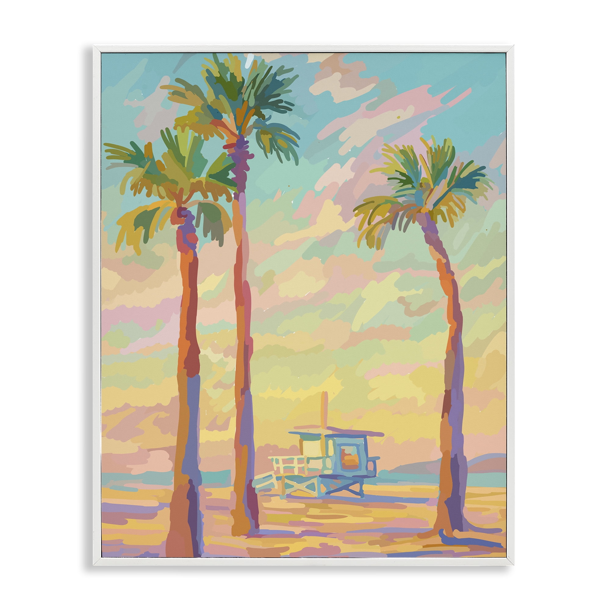 Stupell Industries Beachside Palms Abstraction White Framed Giclee Art, design by Amelia Noyes