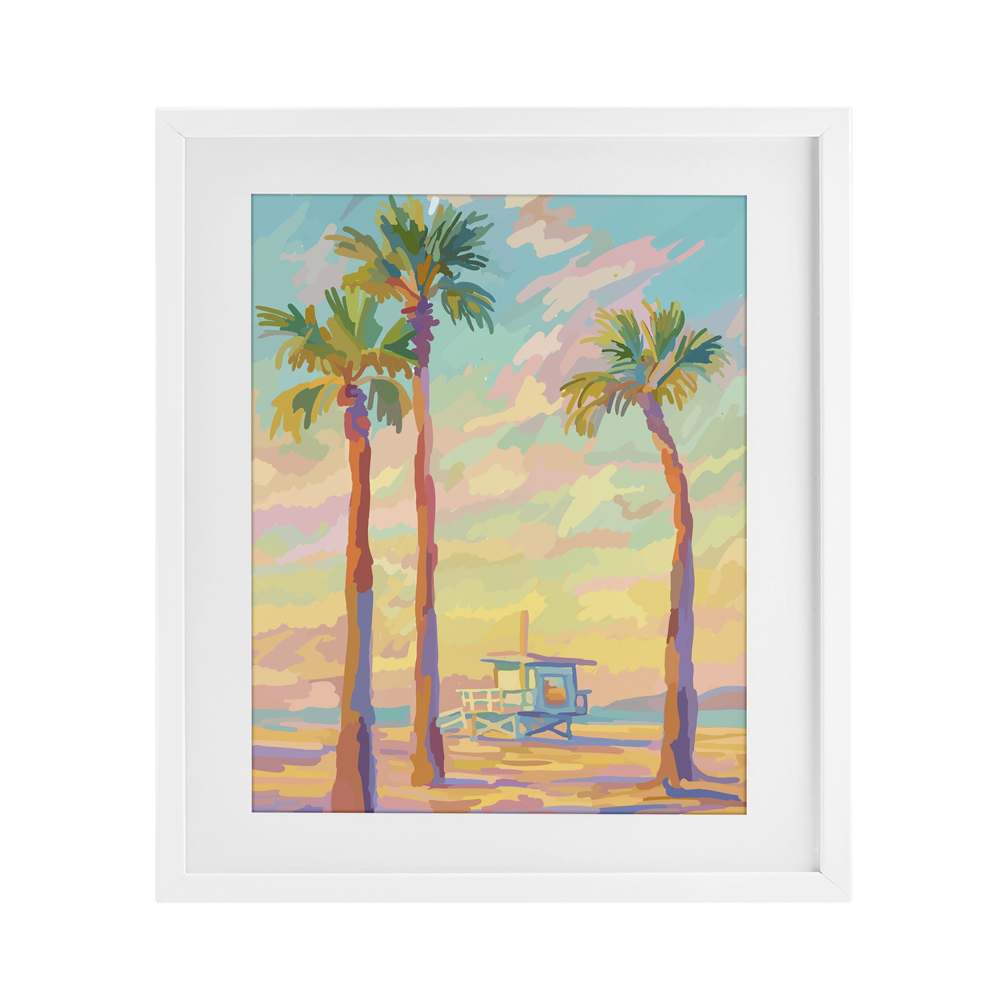 Stupell Industries Beachside Palms Abstraction White Framed Print Under Glass, design by Amelia Noyes