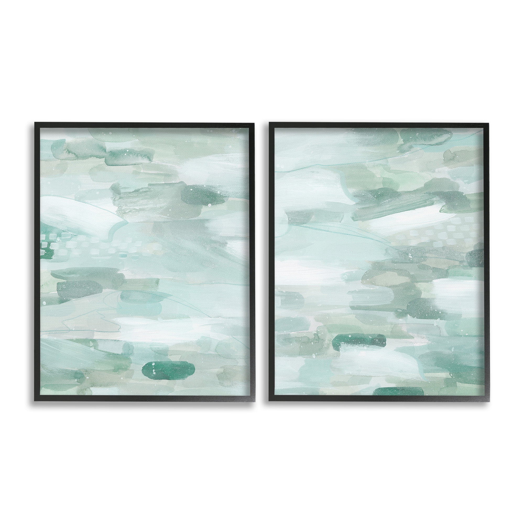 Stupell Industries Beachy Abstract Pattern Abstract Painting Black Framed Art Print Wall Art, 16 x 20, Set of 2