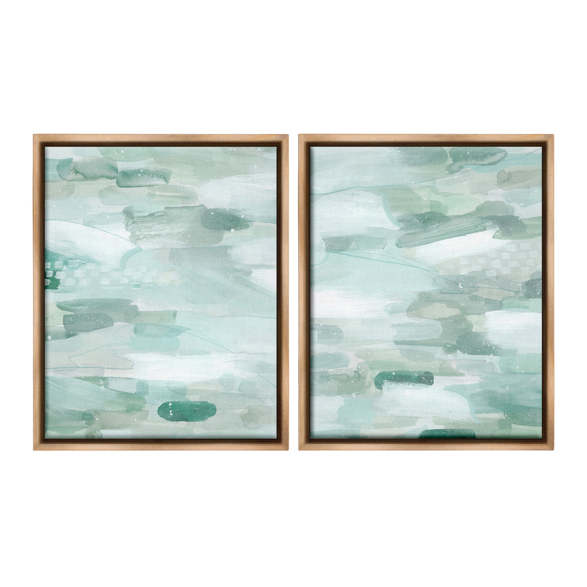 Stupell Industries Beachy Abstract Pattern Abstract Painting Brown Floater Framed Canvas Art Print Wall Art, 17 x 21, Set of 2