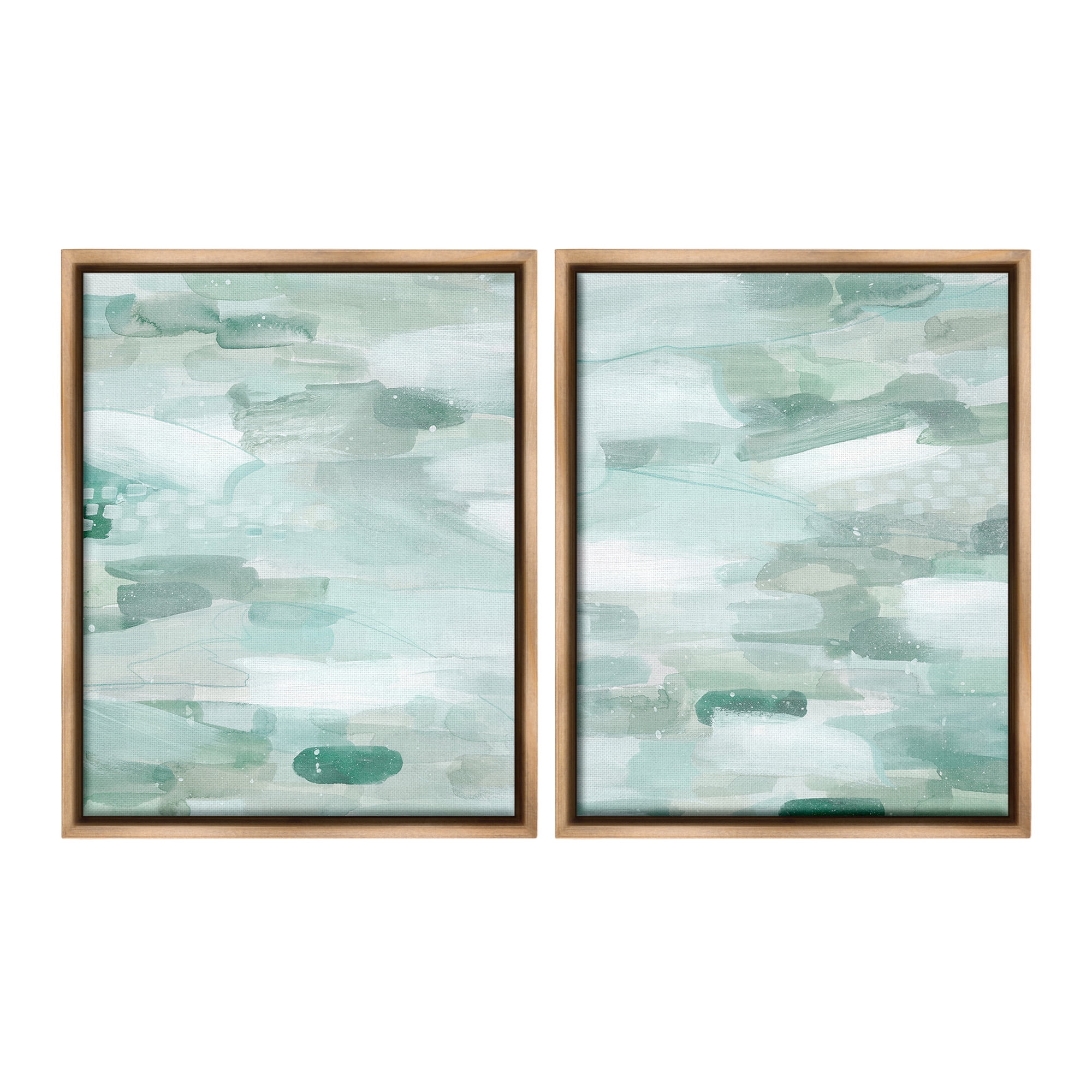 Stupell Industries Beachy Abstract Pattern Abstract Painting Brown Floater Framed Canvas Art Print Wall Art, 25 x 31, Set of 2