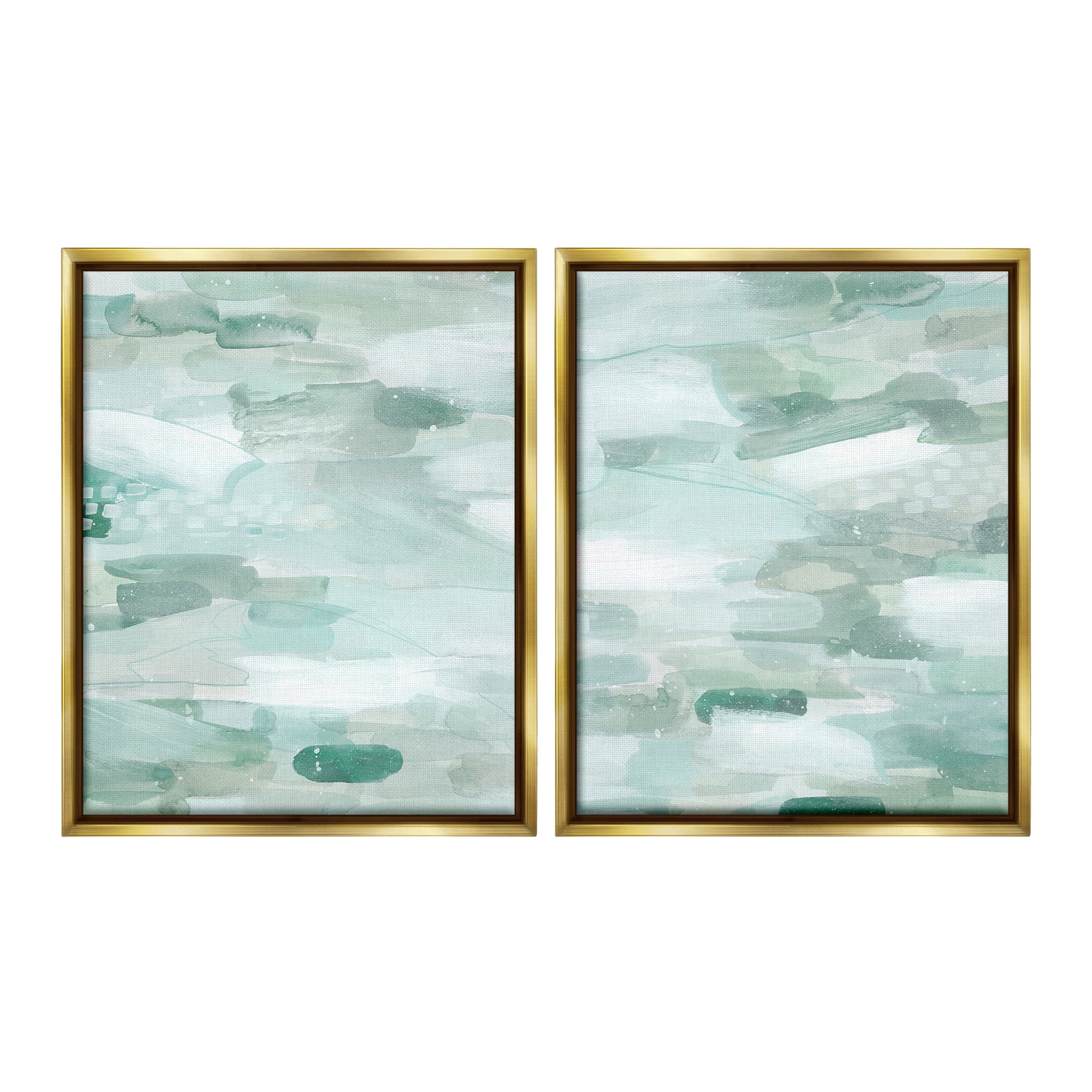 Stupell Industries Beachy Abstract Pattern Abstract Painting Gold Floater Framed Canvas Art Print Wall Art, 25 x 31, Set of 2