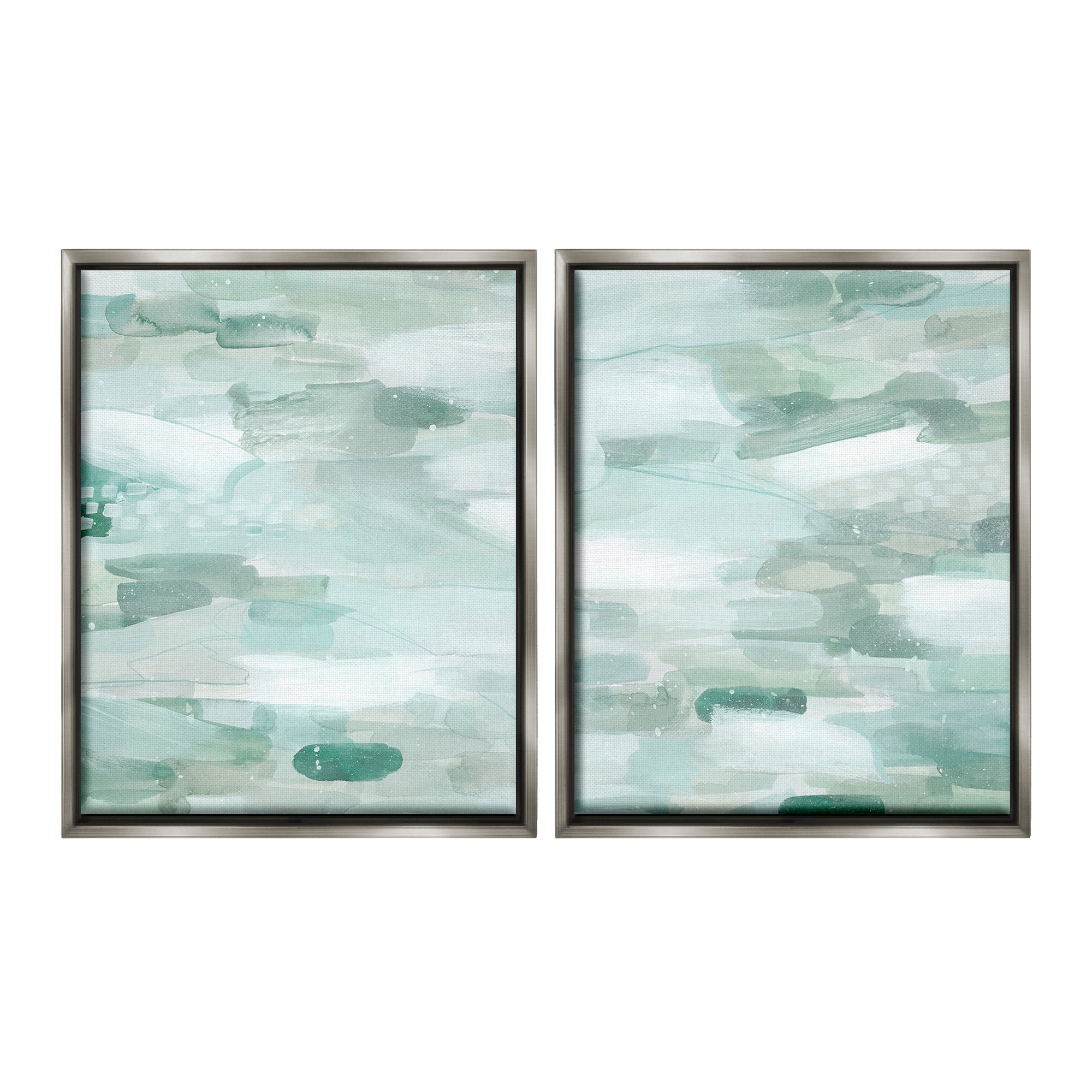 Stupell Industries Beachy Abstract Pattern Abstract Painting Gray Floater Framed Canvas Art Print Wall Art, 17 x 21, Set of 2