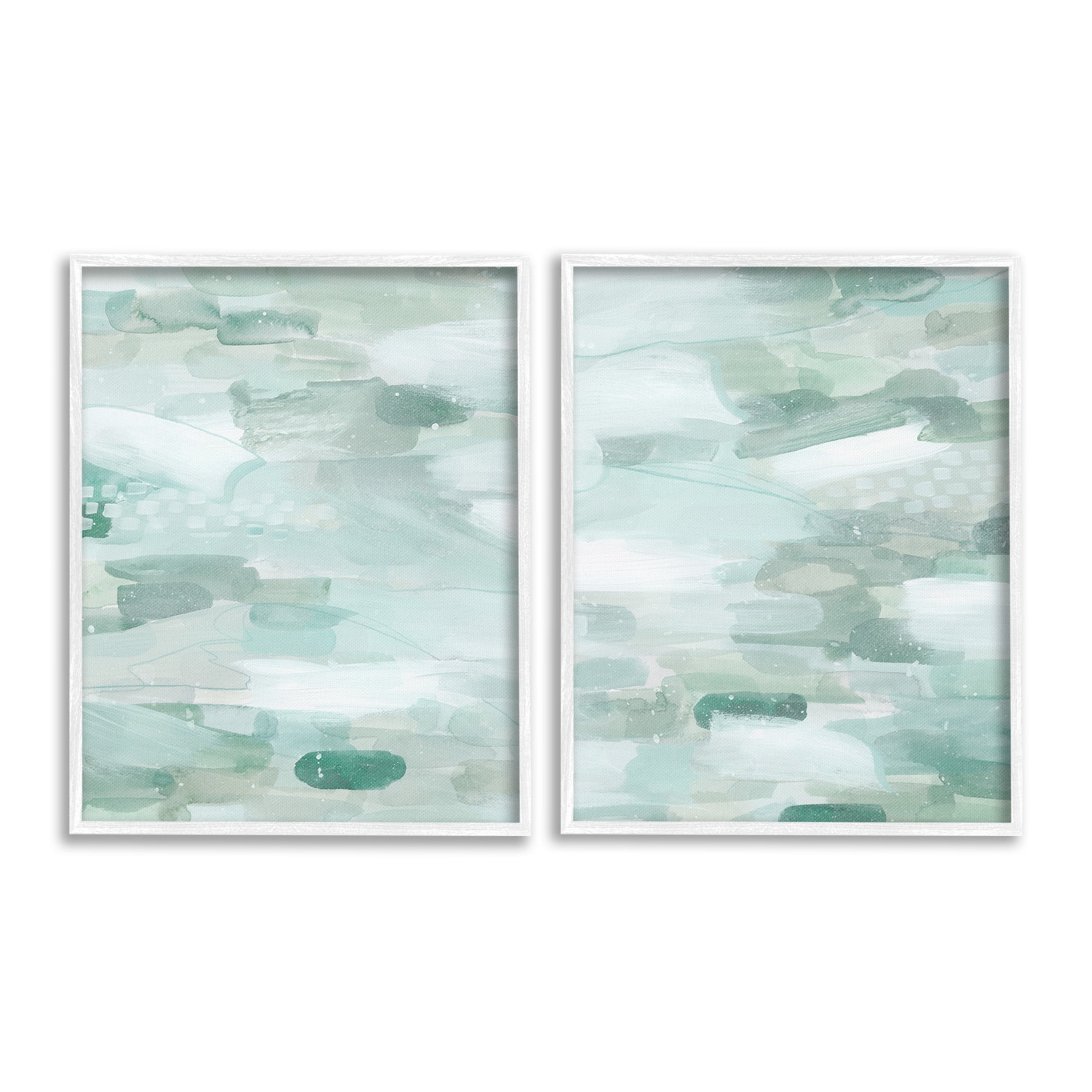 Stupell Industries Beachy Abstract Pattern Abstract Painting White Framed Art Print Wall Art, 11 x 14, Set of 2