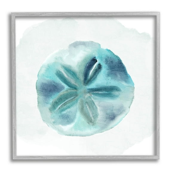 Stupell Industries Beachy Blue Sand Dollar Graphic Art Gray Framed Art Print Wall Art, Design by Kim Allen