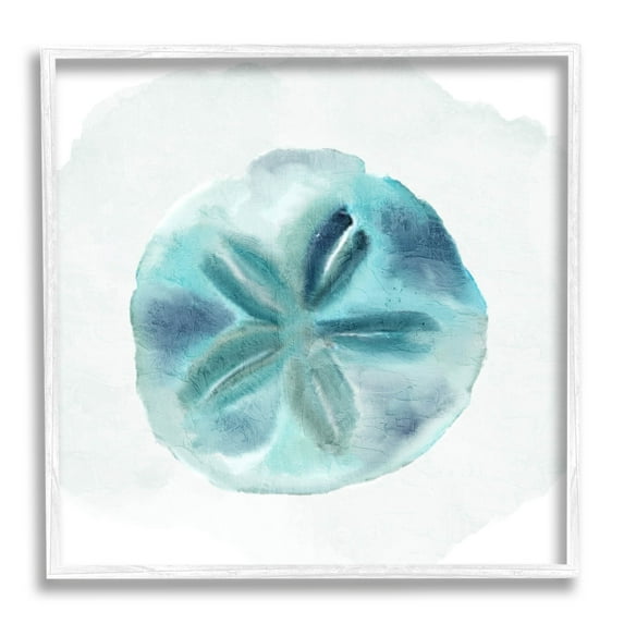 Stupell Industries Beachy Blue Sand Dollar Graphic Art White Framed Art Print Wall Art, Design by Kim Allen