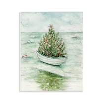 Stupell Industries Beachy Christmas Tree Holiday Painting Unframed Art Print Wall Art, 11 x 14