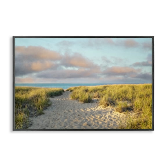 Stupell Industries Beachy Footprints Path Landscape & Nature Photography Black Framed Art Print Wall Art, 18 x 12
