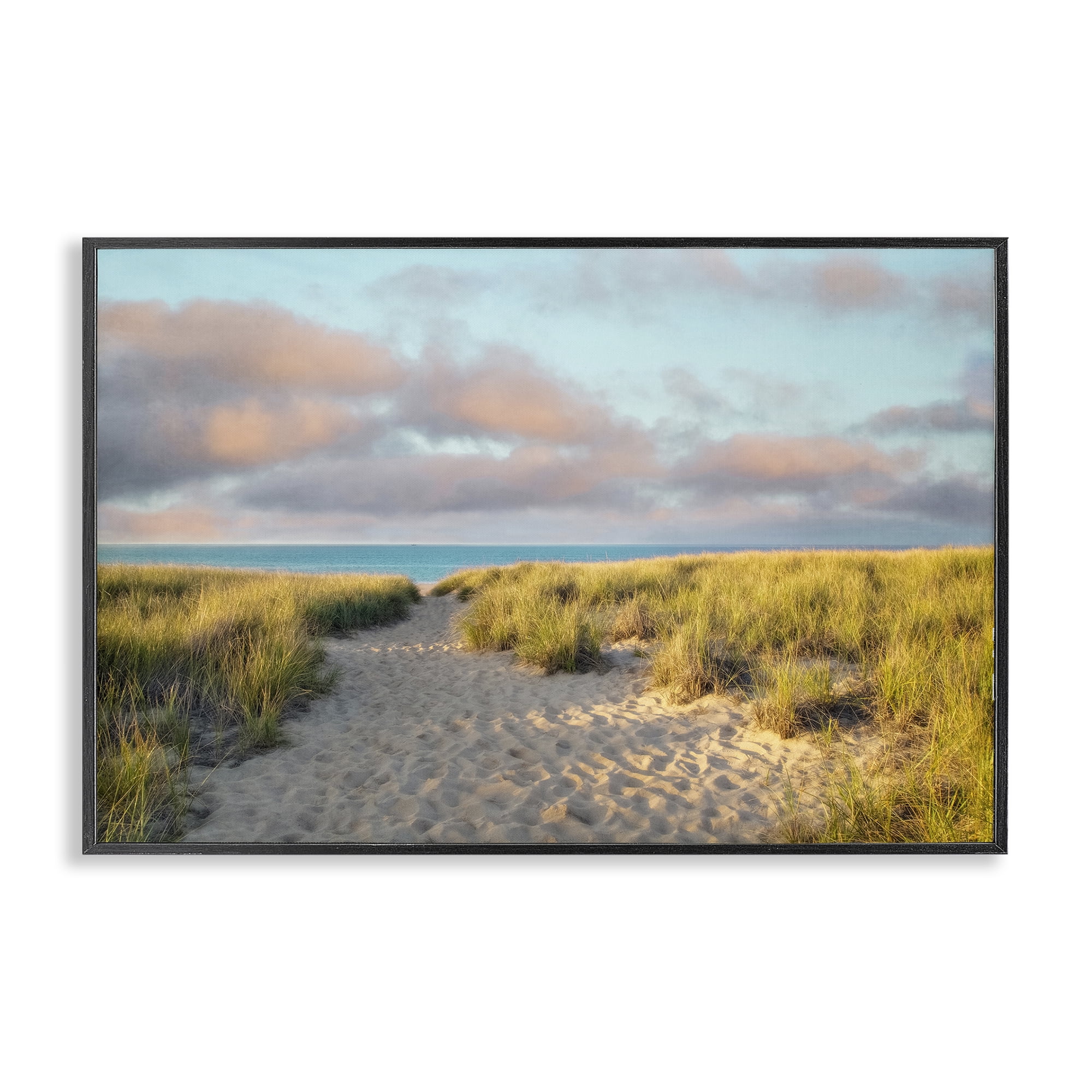Stupell Industries Beachy Footprints Path Landscape & Nature Photography Black Framed Art Print Wall Art, 30 x 20