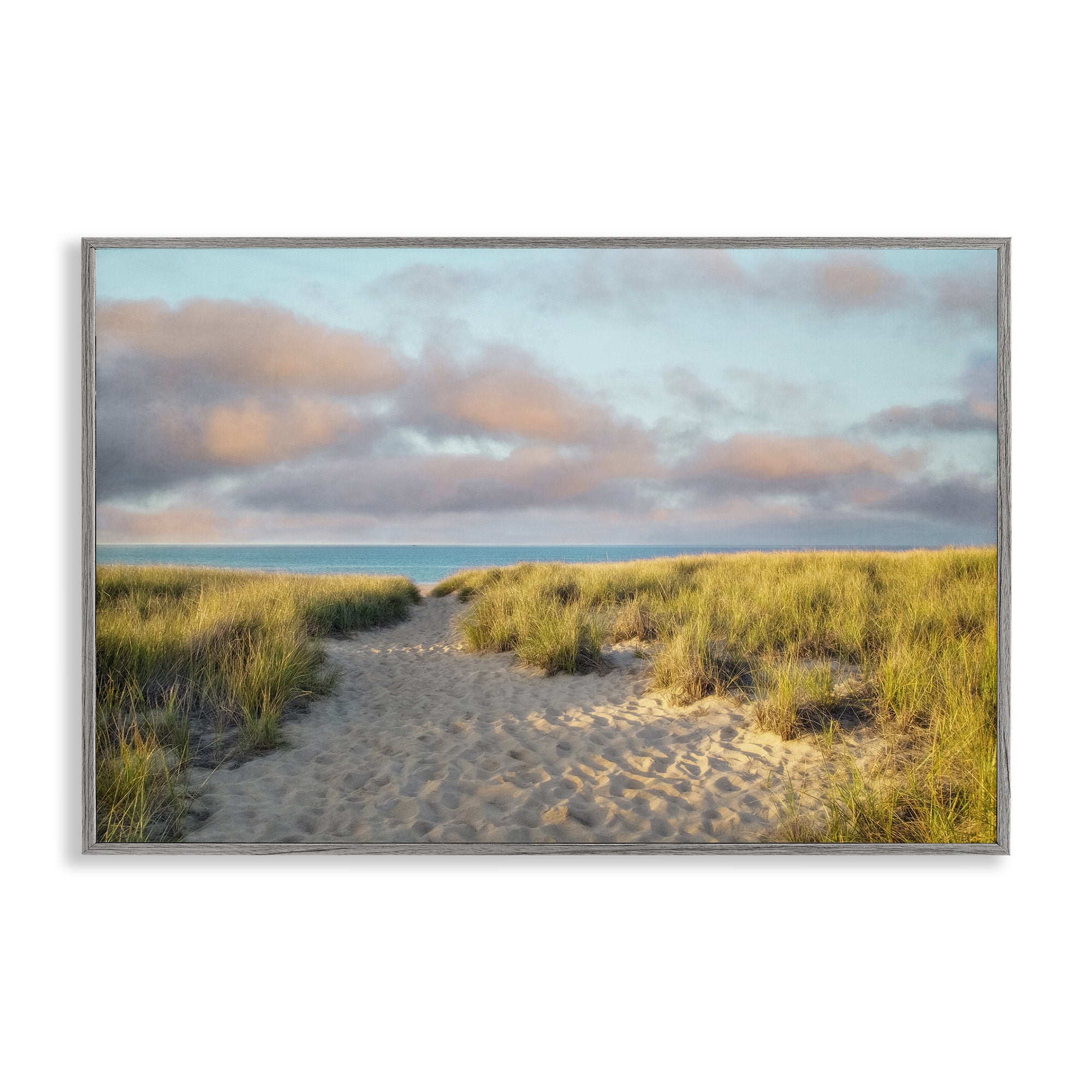 Stupell Industries Beachy Footprints Path Landscape & Nature Photography Gray Framed Art Print Wall Art, 30 x 20