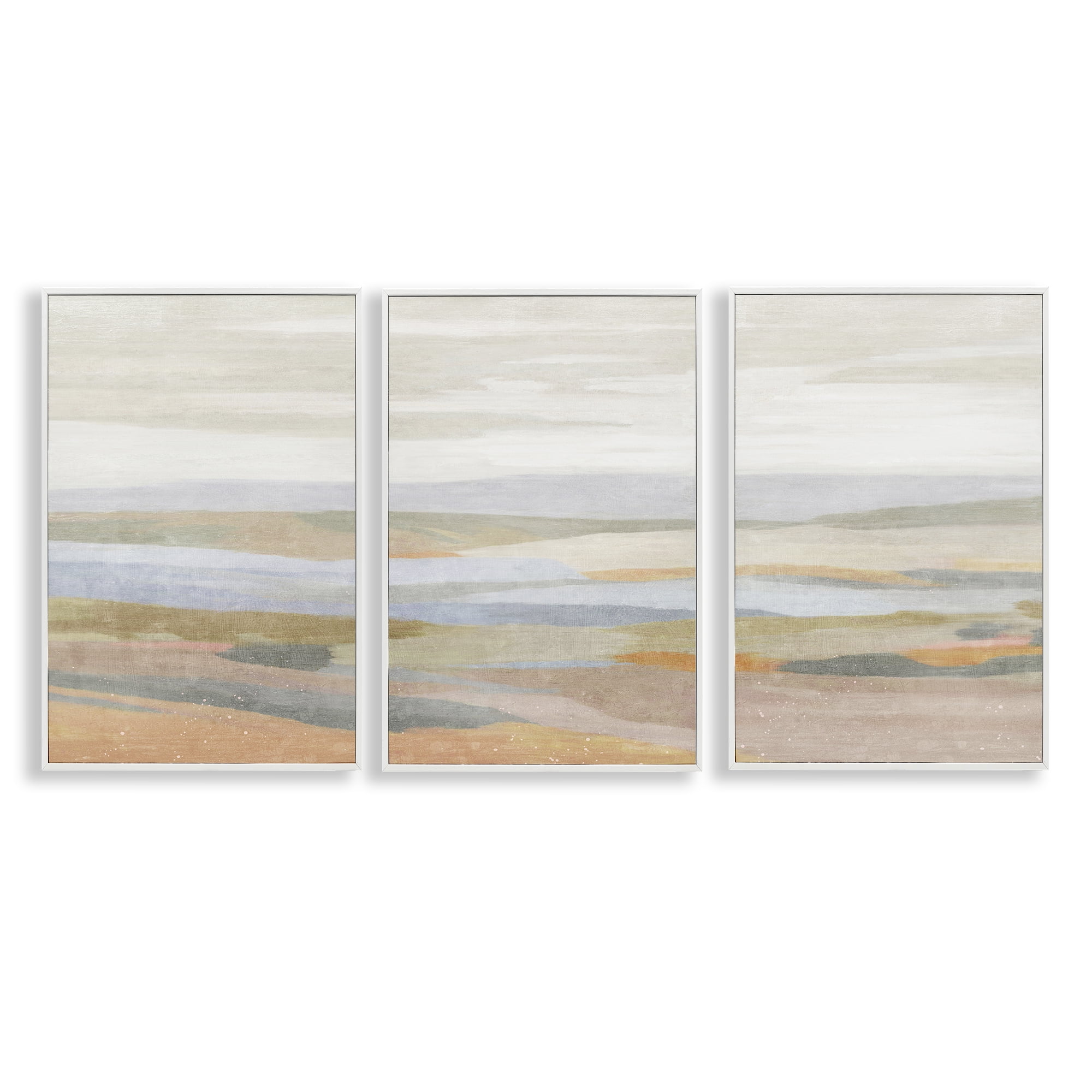 Stupell Industries Beachy Mellow Landscapes Landscape & Nature Painting White Framed Art Print Wall Art, 20 x 30, Set of 3