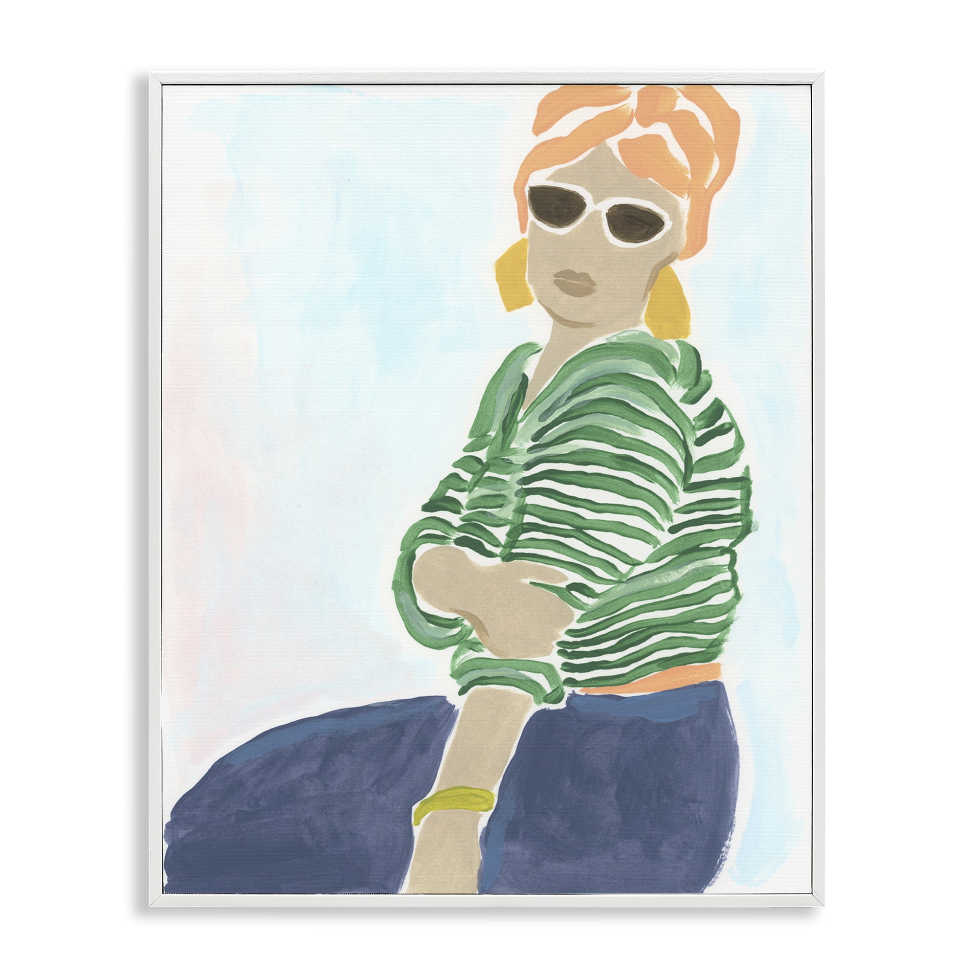 Stupell Industries Beachy Stylish Woman People Painting White Framed Art Print Wall Art, 16 x 20
