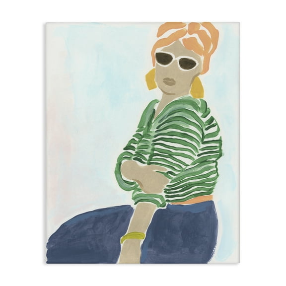 Stupell Industries Beachy Stylish Woman People Painting Wrapped Canvas Art Print Wall Art, 16 x 20