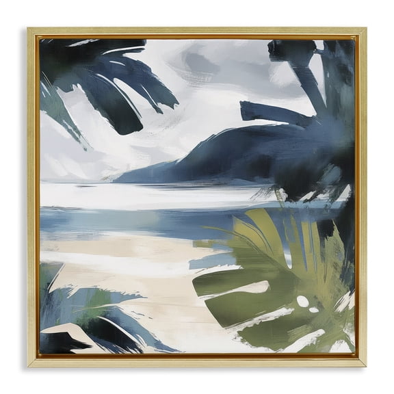 Stupell Industries Beachy Tropical Vibes Gold Framed Floater Canvas Wall Art design by Elara Yasna, 25 x 25