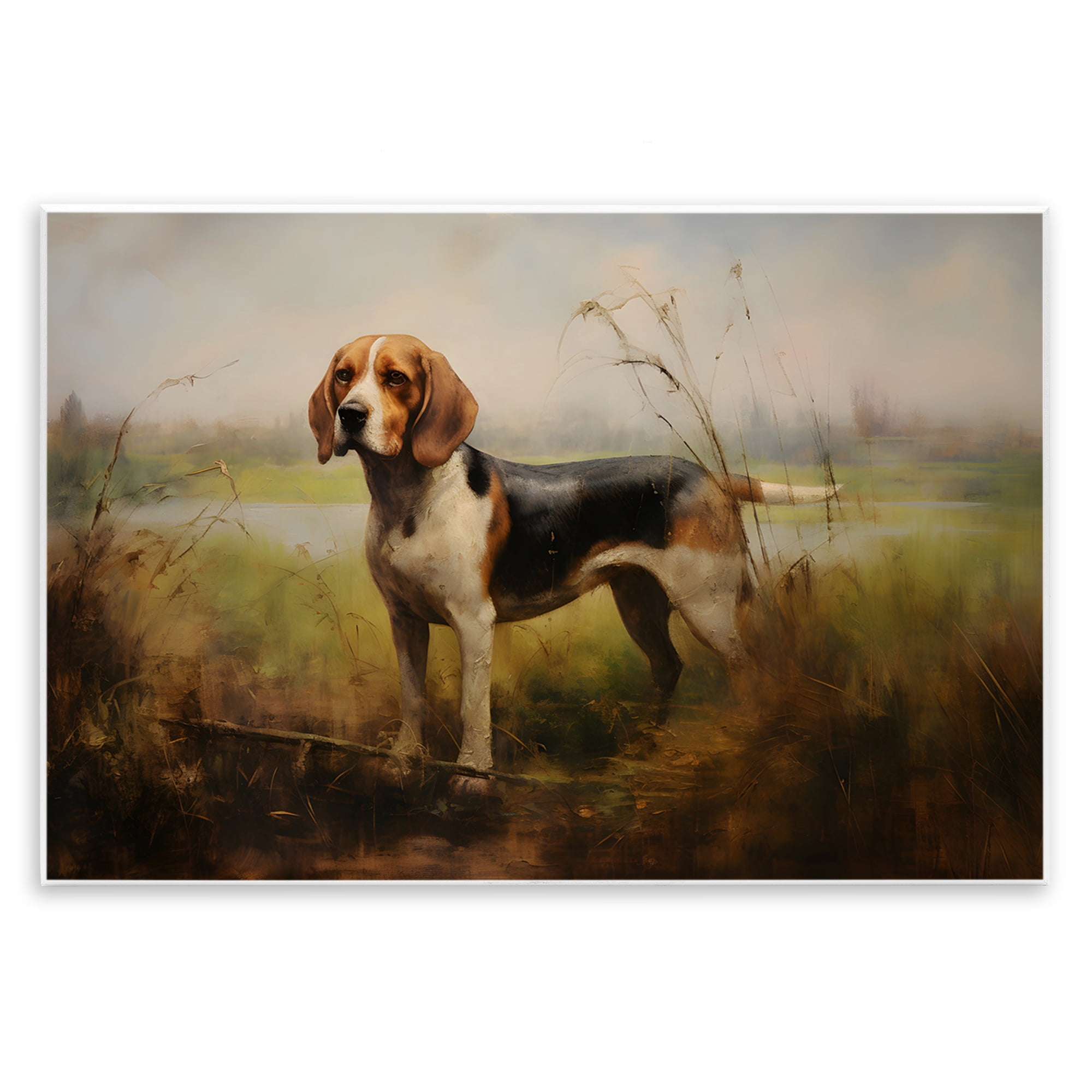 Stupell Industries Beagle Dog Rural Field Landscape Painting