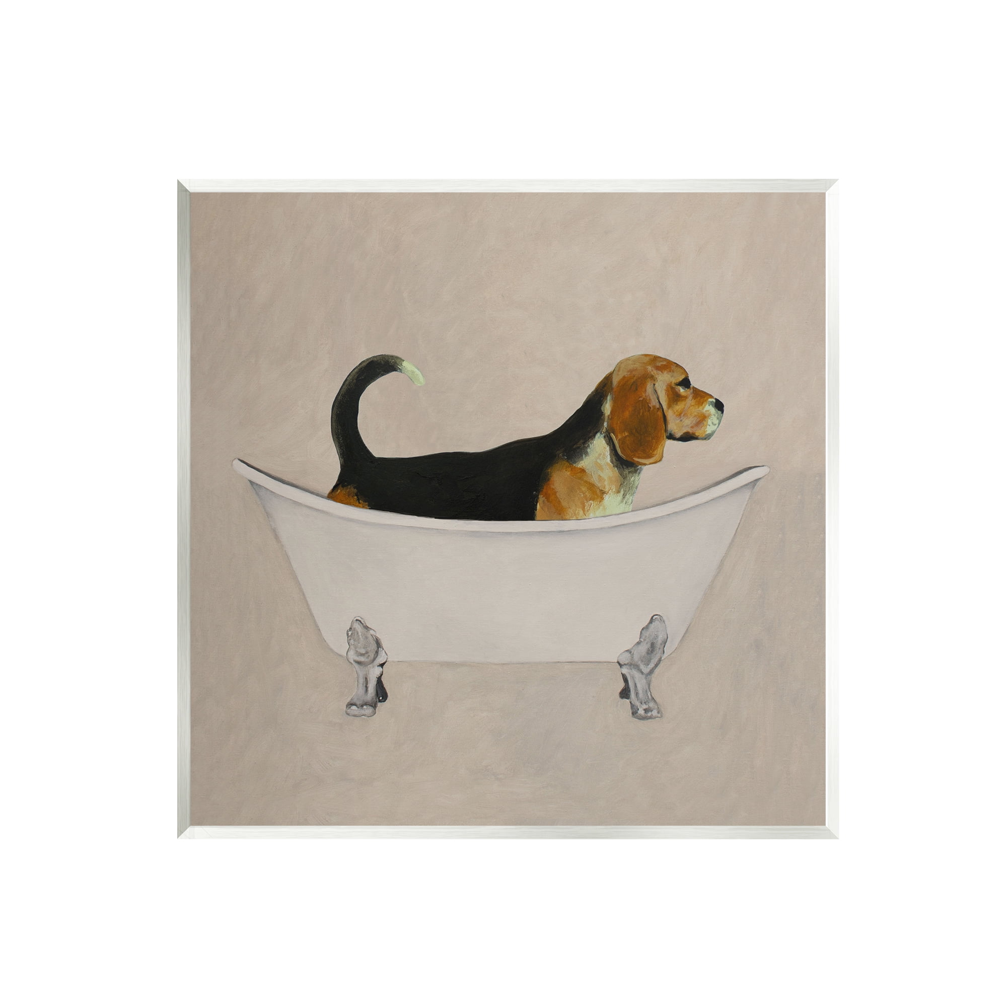 Stupell Industries Beagle In Tub Bathroom Pet Animals & Insects Painting Unframed Art Print Wall Art