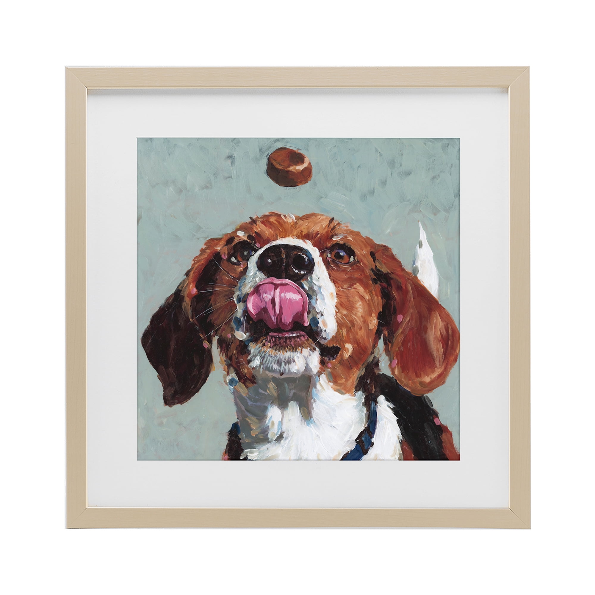 Stupell Industries Beagle Treat Excitement Birch Framed Print Under Glass, design by Studio Bautista