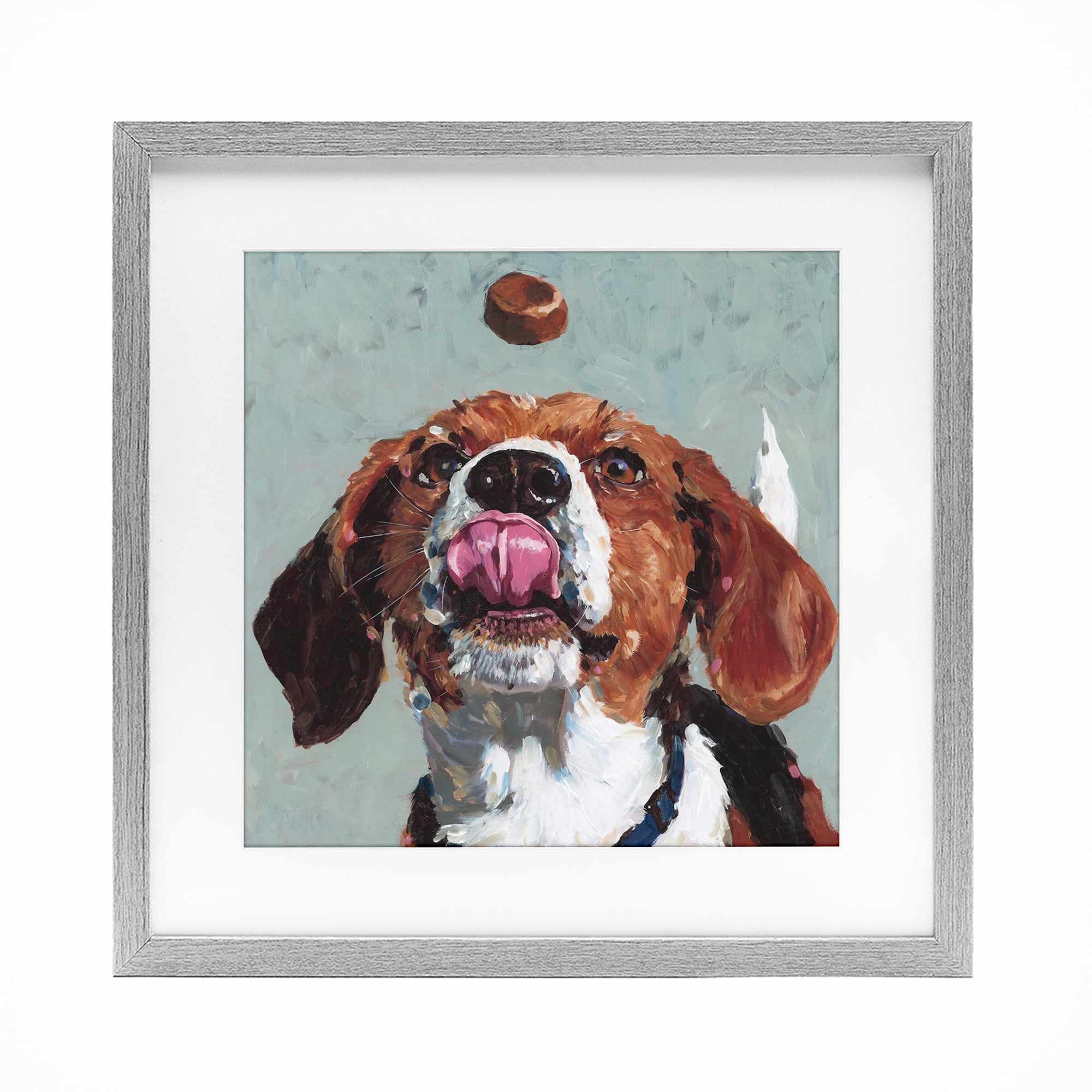 Stupell Industries Beagle Treat Excitement Gray Framed Print Under Glass, design by Studio Bautista