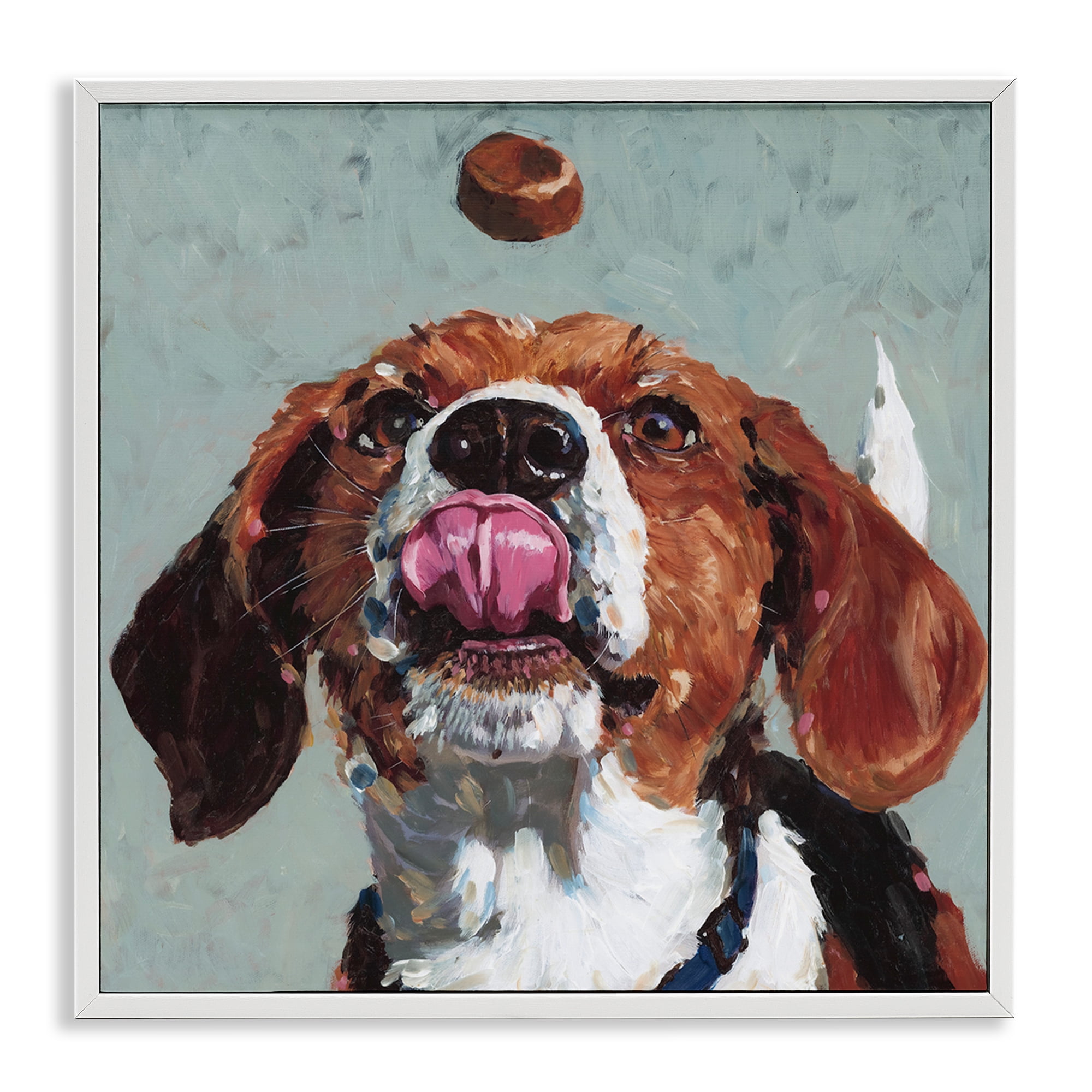 Stupell Industries Beagle Treat Excitement White Framed Giclee Art, design by Studio Bautista