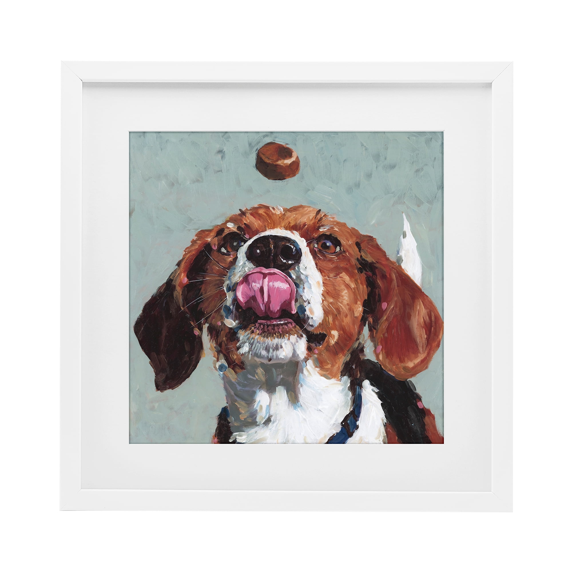 Stupell Industries Beagle Treat Excitement White Framed Print Under Glass, design by Studio Bautista