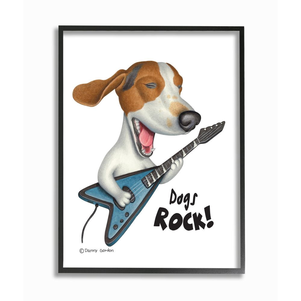 Stupell Industries Beagle with Guitar 'Dog's Rock' Musical Inspiration Designed by Danny Gordan