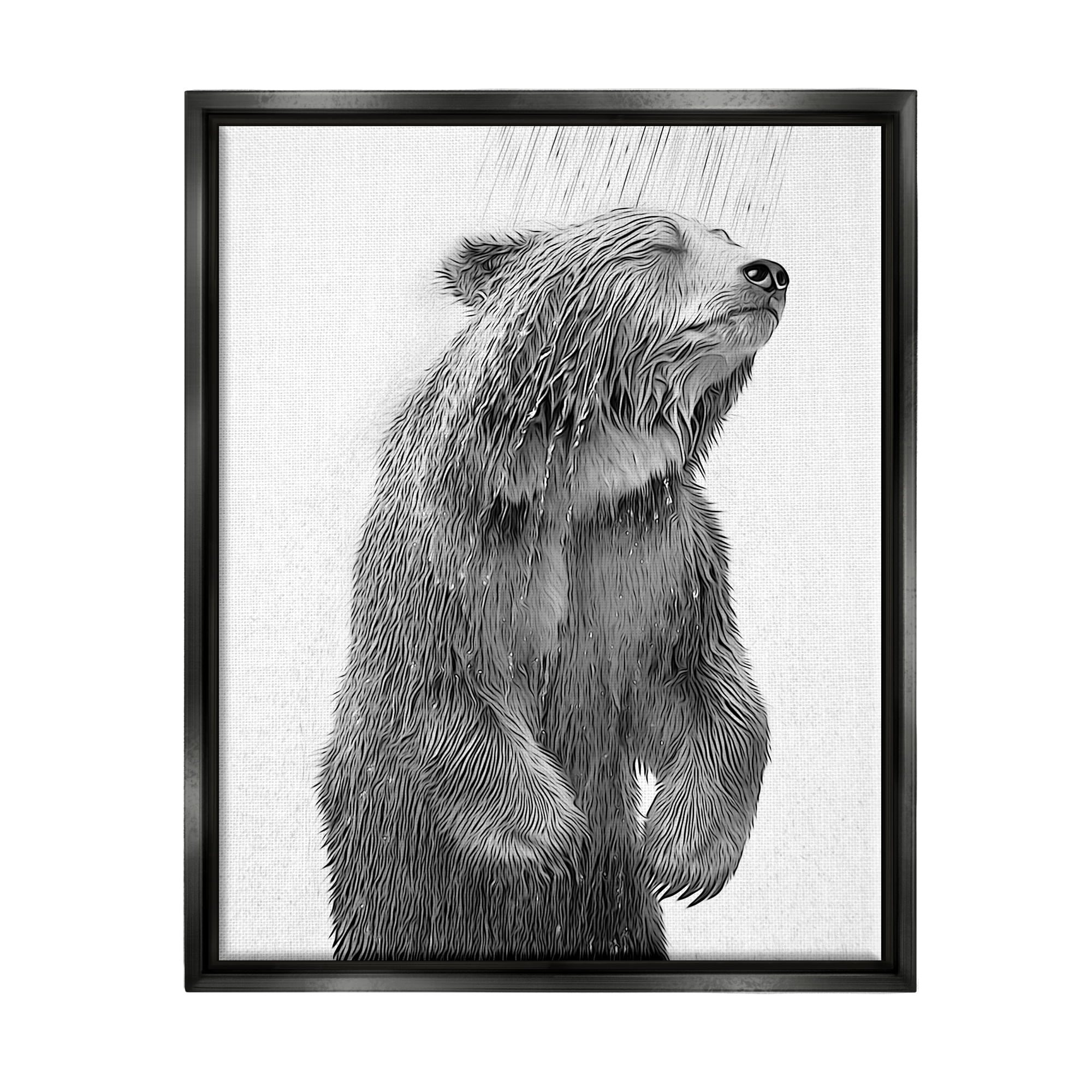 Stupell Industries Bear Bathroom Splash Animals & Insects Painting Black Floater Framed Canvas Art Print Wall Art, 25 x 31