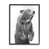 Stupell Industries Bear Bathroom Splash Animals & Insects Painting Black Framed Art Print Wall Art, 11 x 14